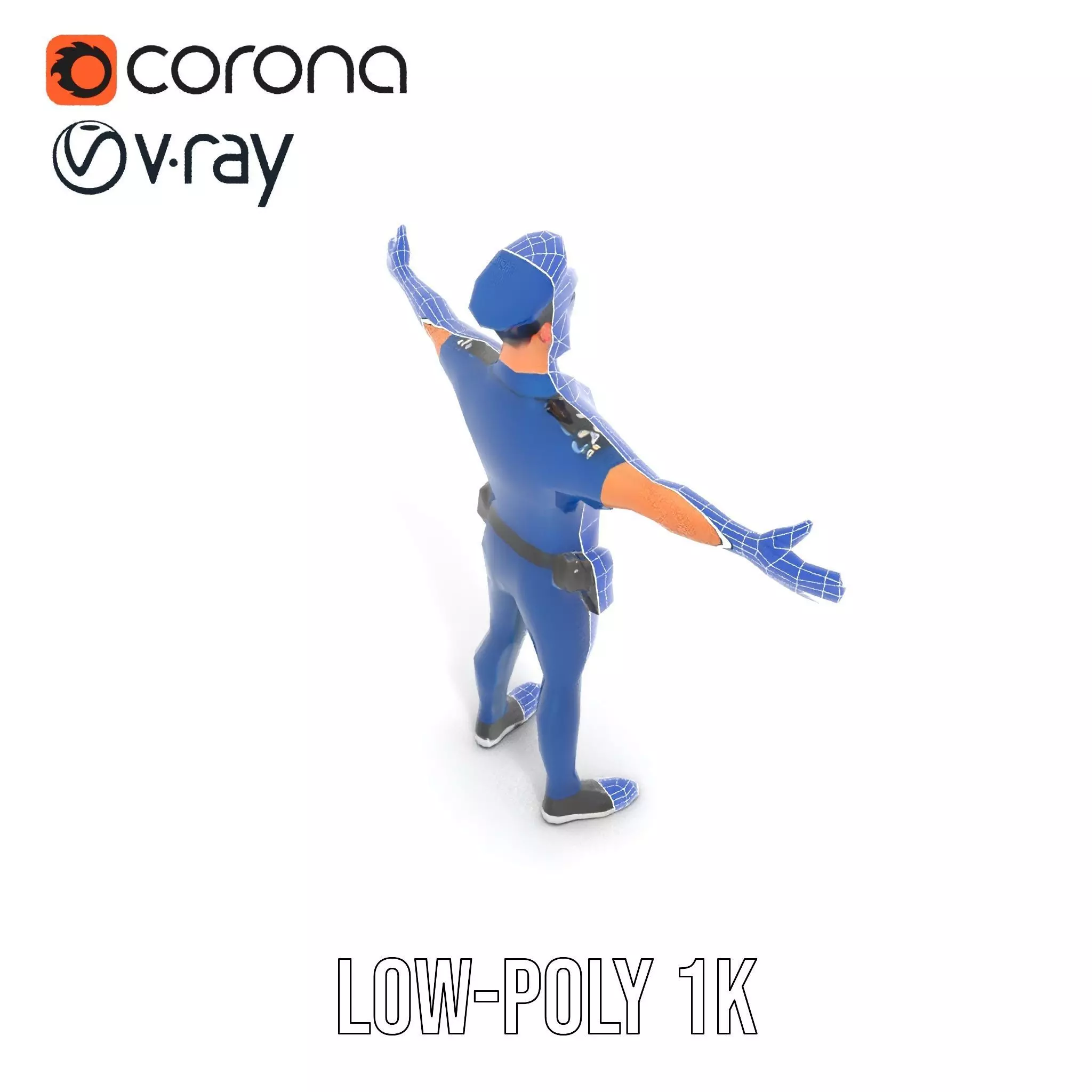 Cartoon Police Officer Character Model Pack Low-poly 3D model_31