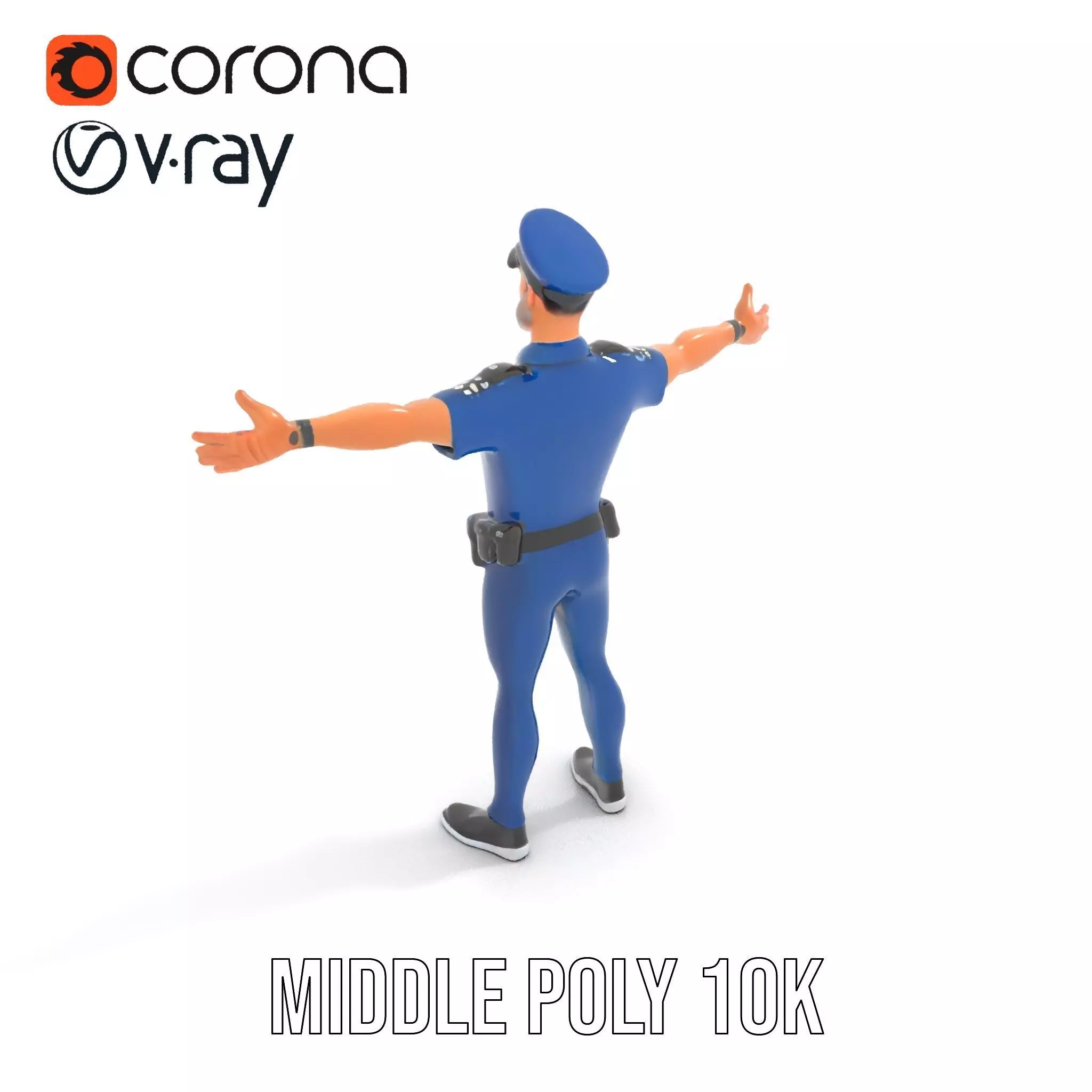 Cartoon Police Officer Character Model Pack Low-poly 3D model_5