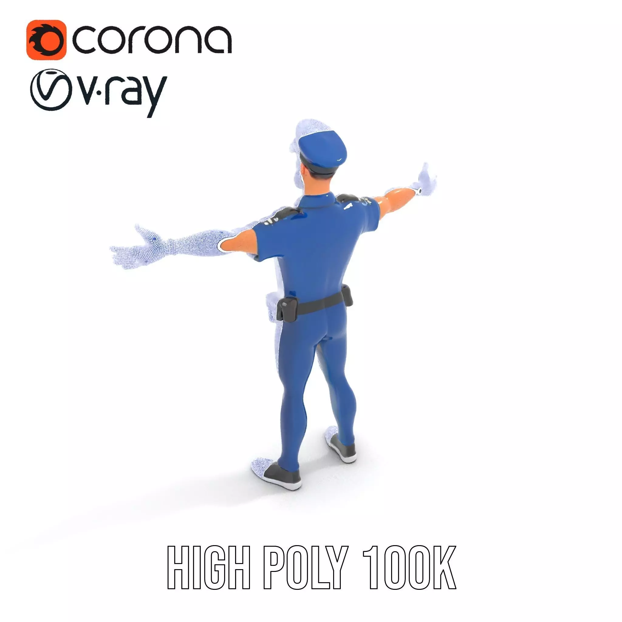 Cartoon Police Officer Character Model Pack Low-poly 3D model_33