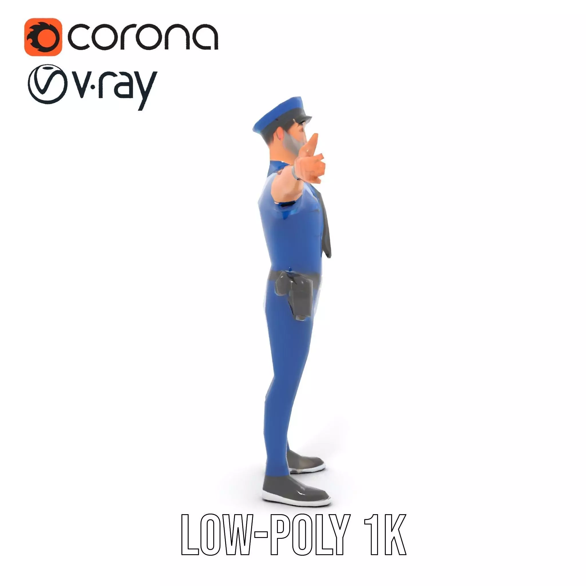 Cartoon Police Officer Character Model Pack Low-poly 3D model_14