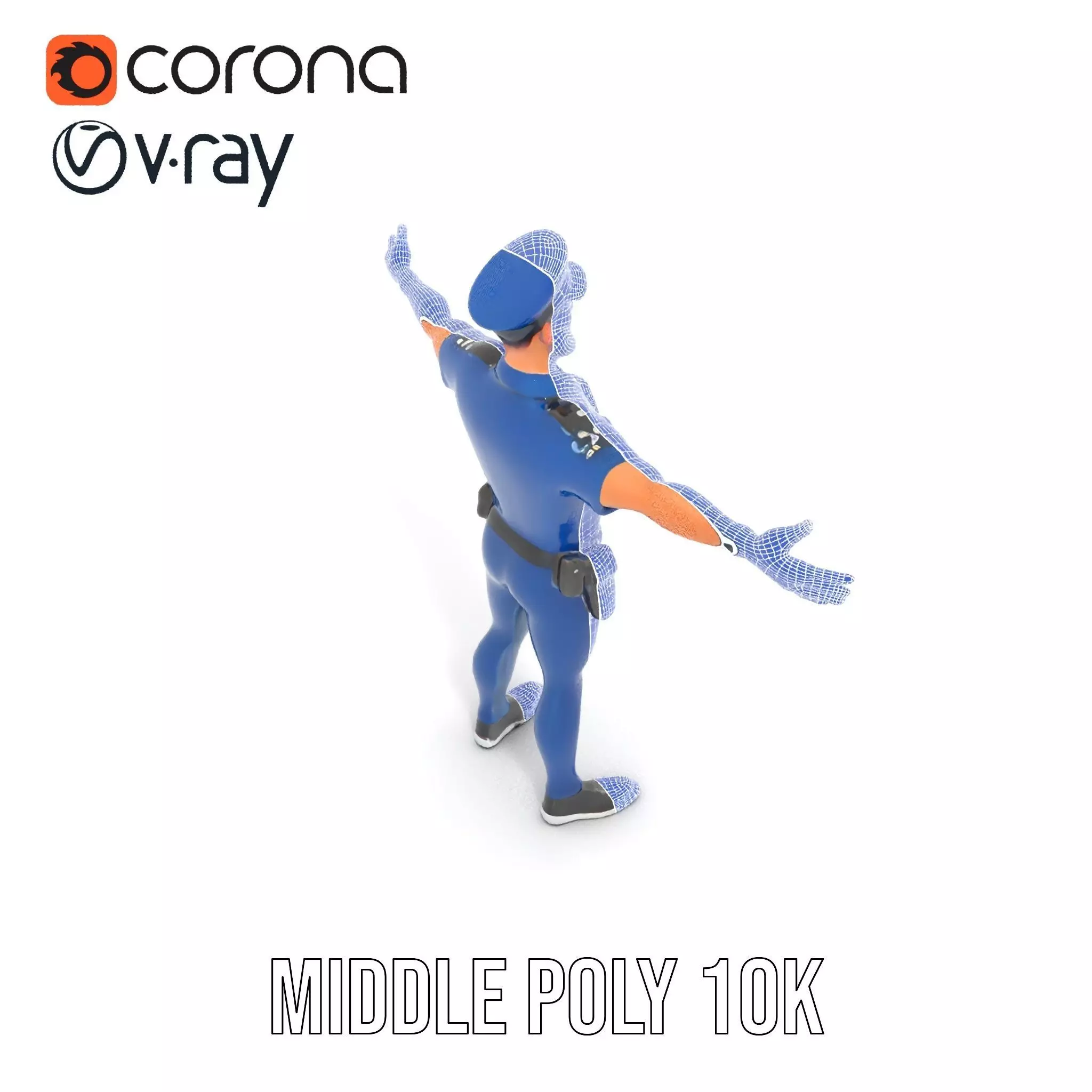 Cartoon Police Officer Character Model Pack Low-poly 3D model_27