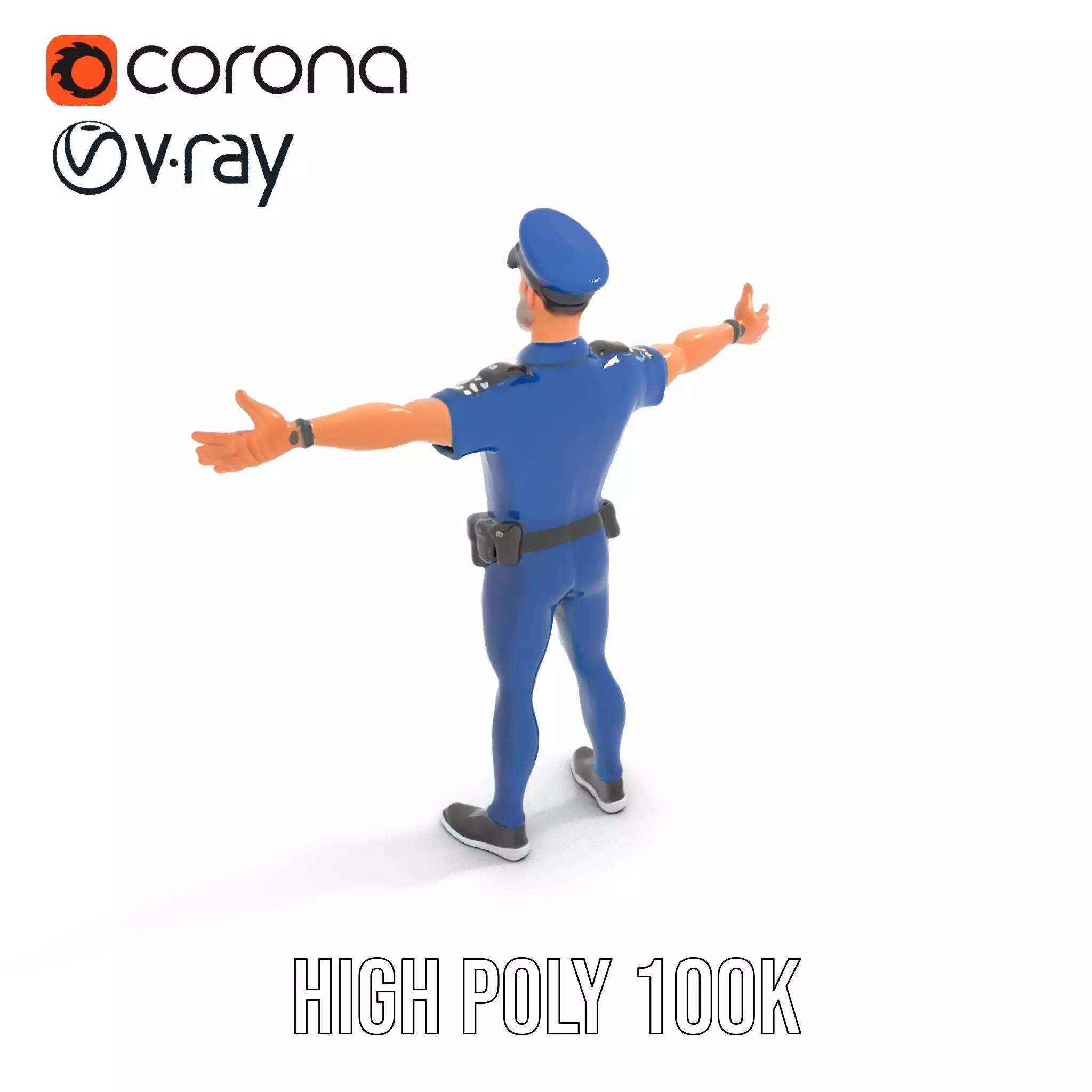 Cartoon Police Officer Character Model Pack Low-poly 3D model_20