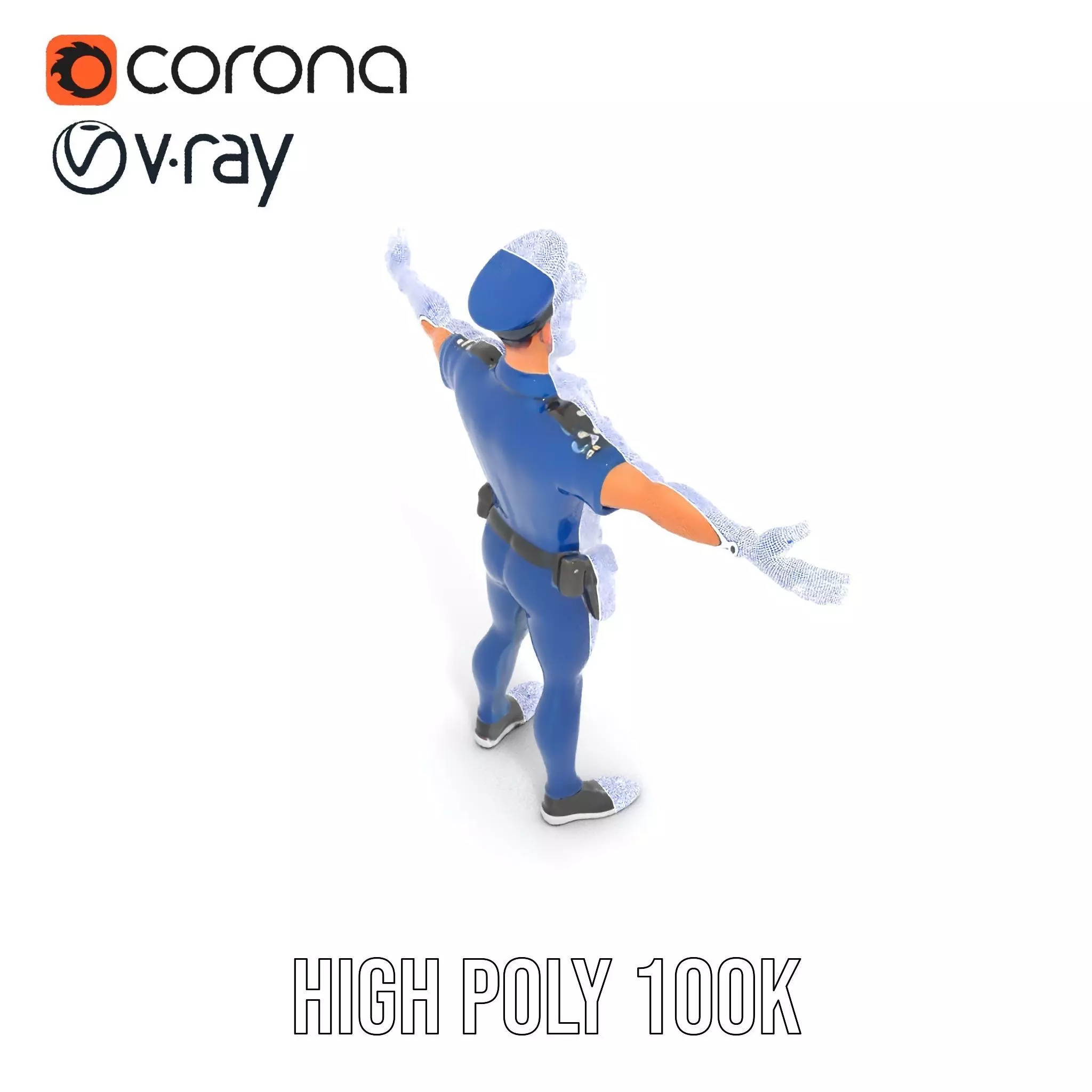 Cartoon Police Officer Character Model Pack Low-poly 3D model_23