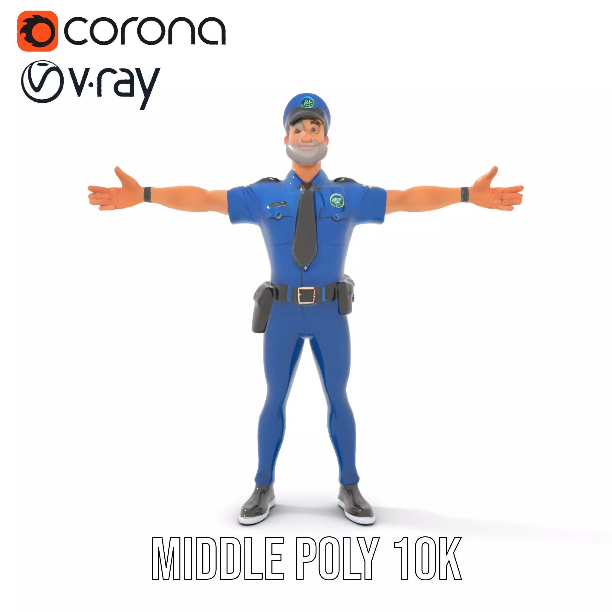 Cartoon Police Officer Character Model Pack Low-poly 3D model_21