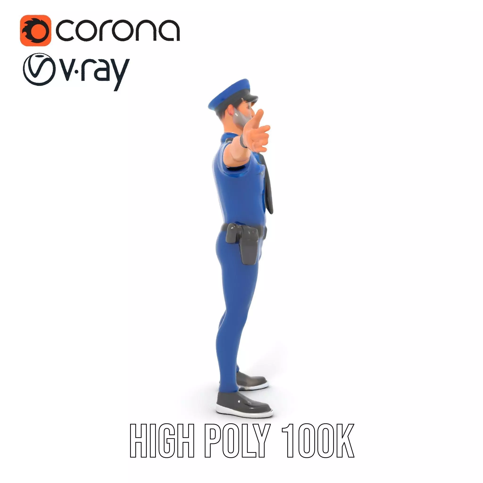 Cartoon Police Officer Character Model Pack Low-poly 3D model_32