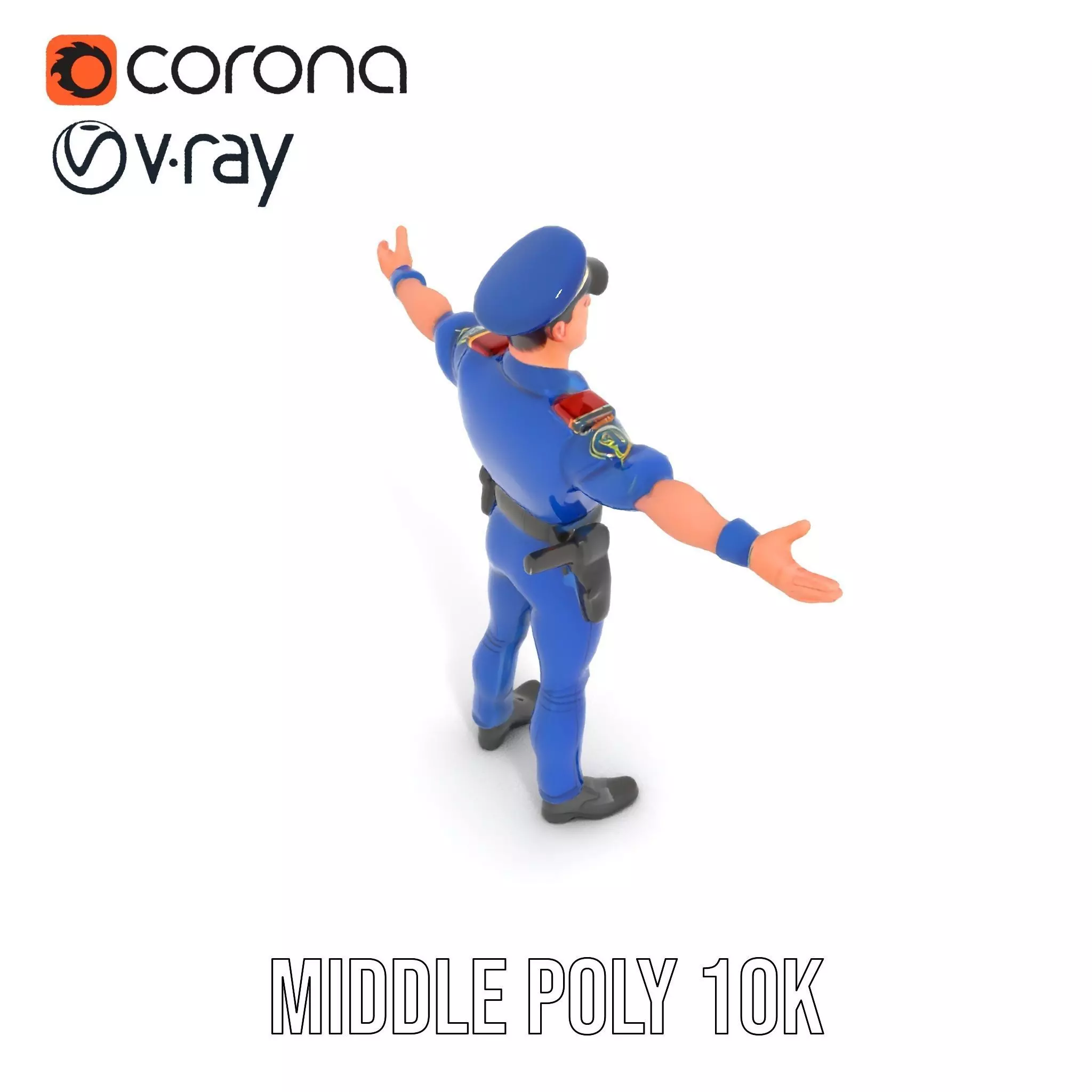 Police Officer Model Pack with Detailed Uniform Low-poly 3D model_6