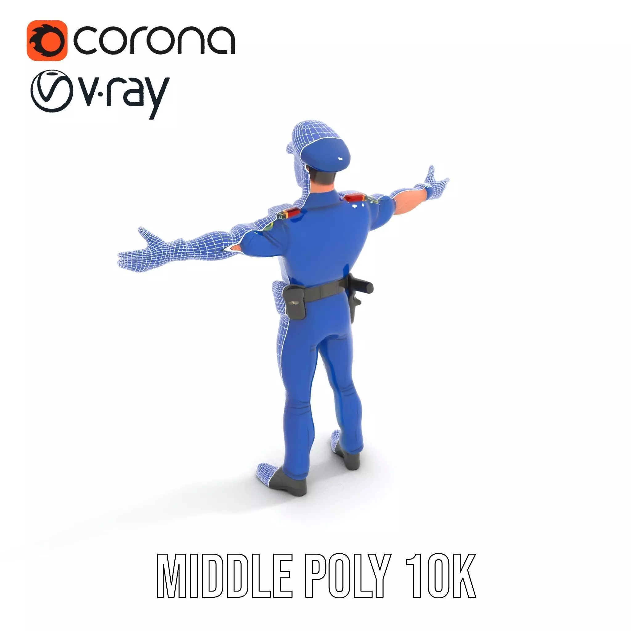 Police Officer Model Pack with Detailed Uniform Low-poly 3D model_12