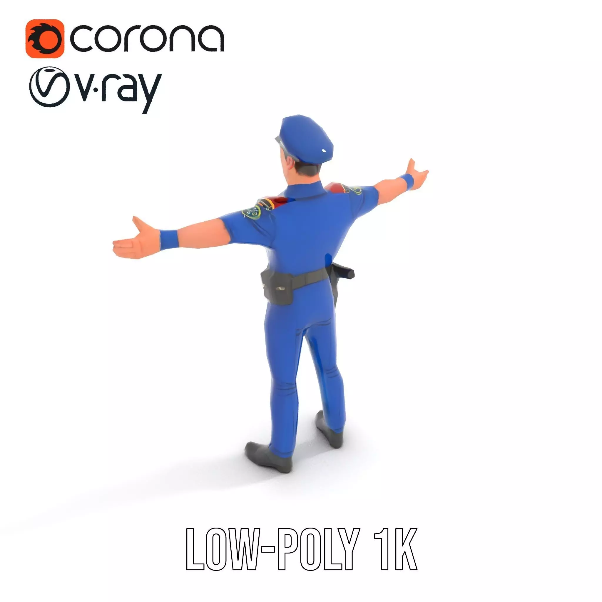 Police Officer Model Pack with Detailed Uniform Low-poly 3D model_19