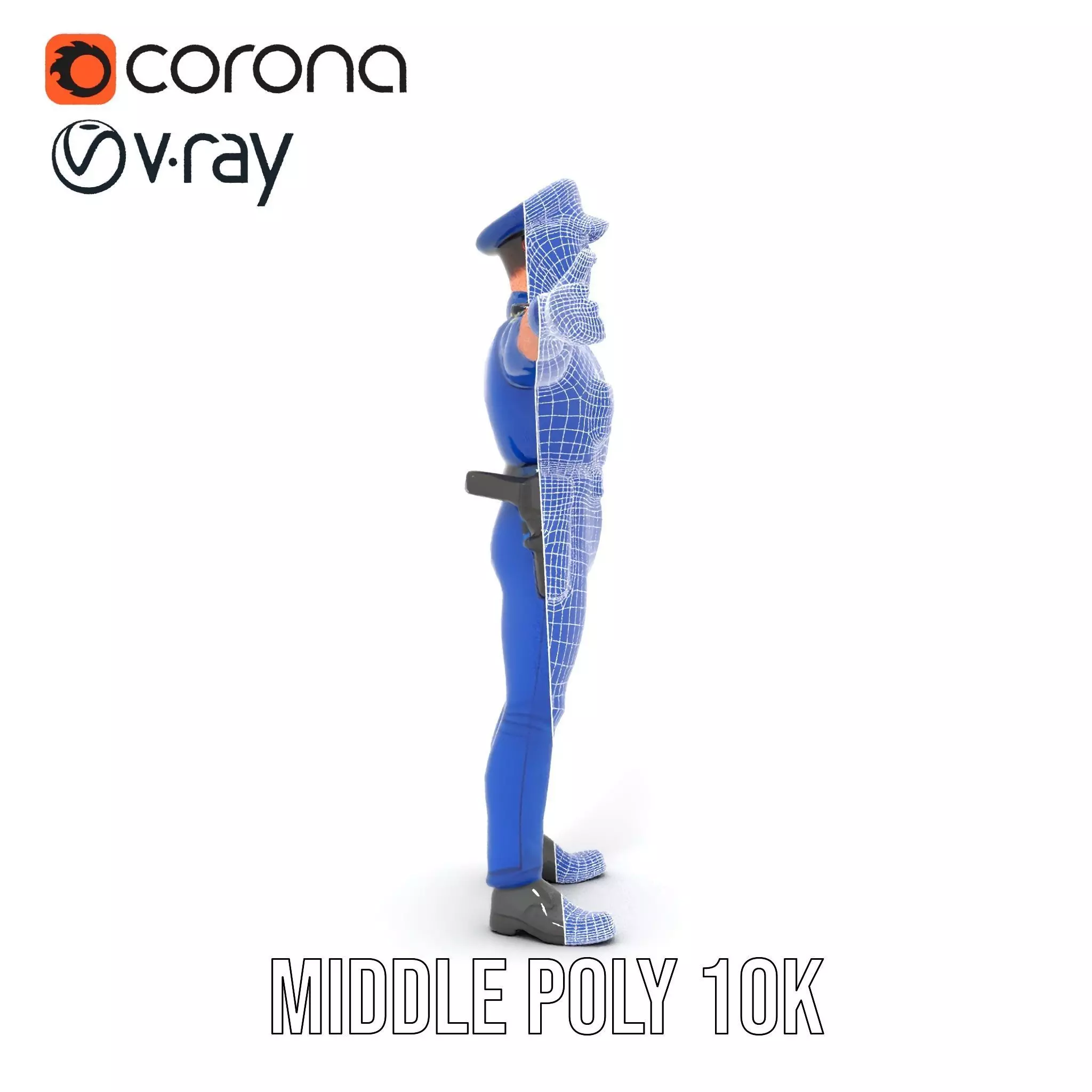 Police Officer Model Pack with Detailed Uniform Low-poly 3D model_24