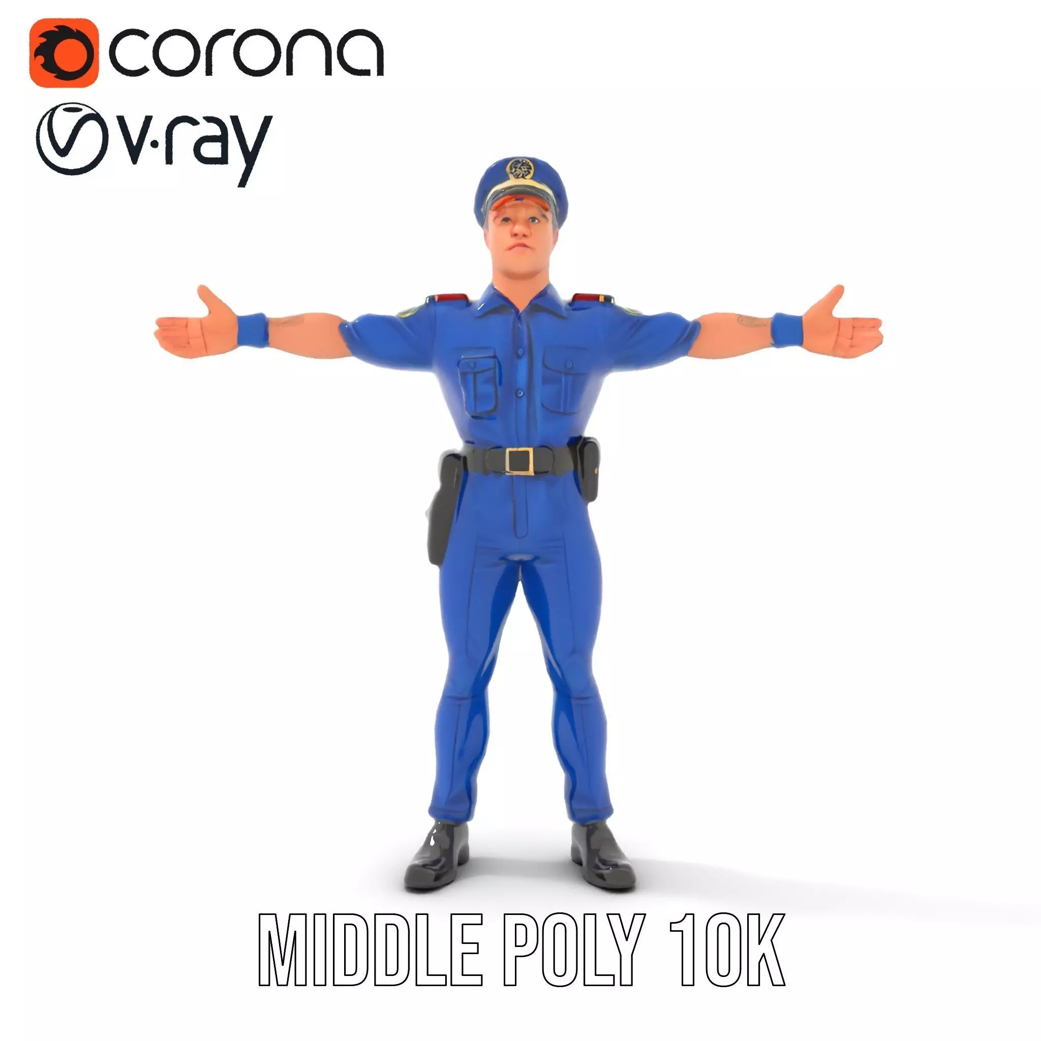 Police Officer Model Pack with Detailed Uniform Low-poly 3D model_10