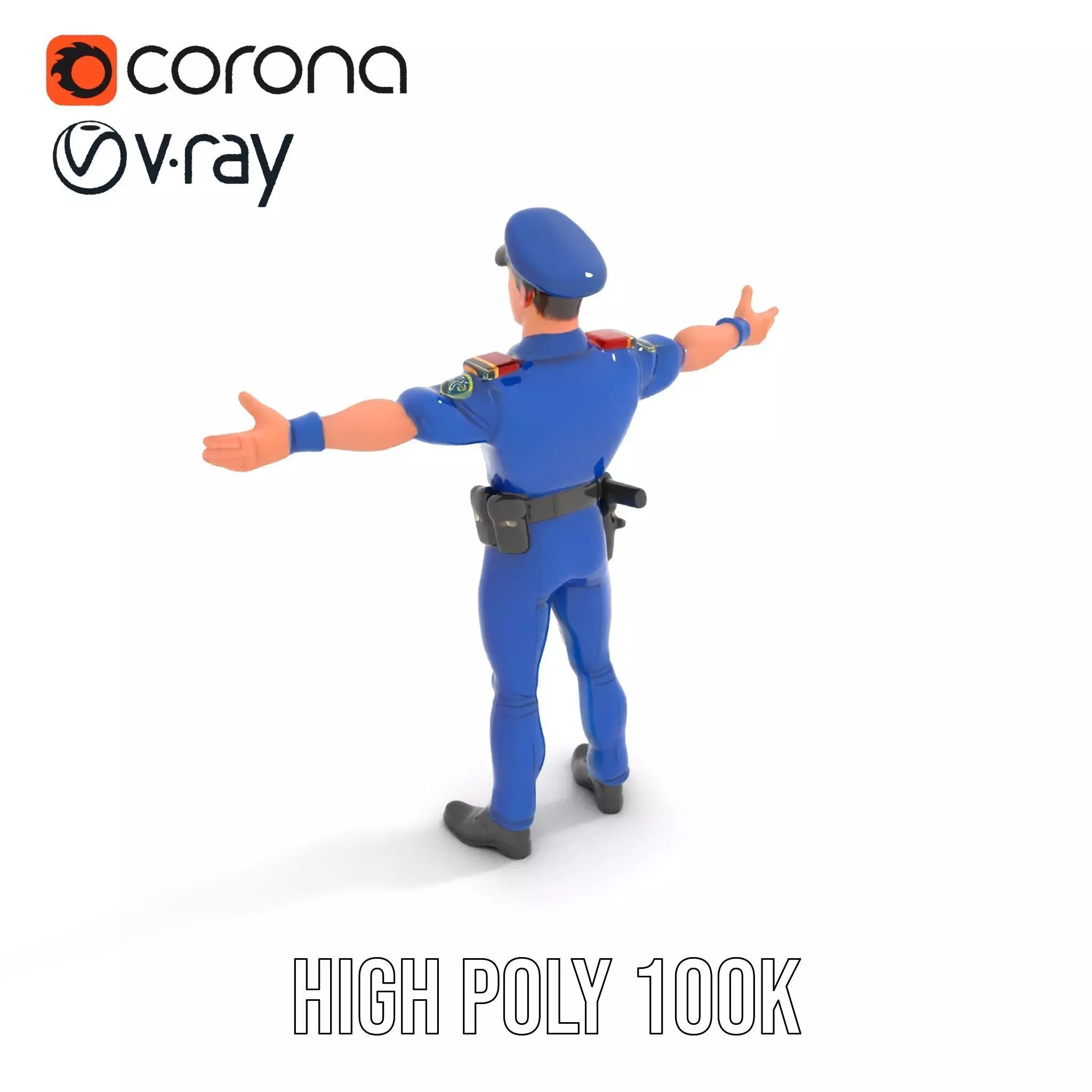 Police Officer Model Pack with Detailed Uniform Low-poly 3D model_9