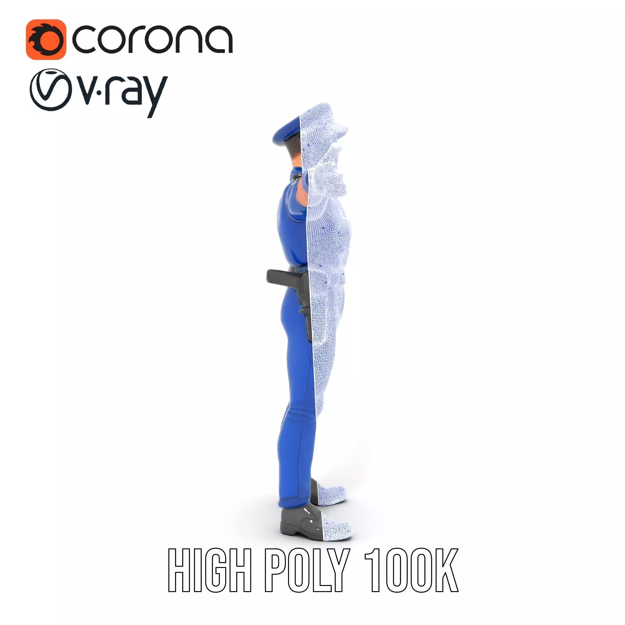 Police Officer Model Pack with Detailed Uniform Low-poly 3D model_34