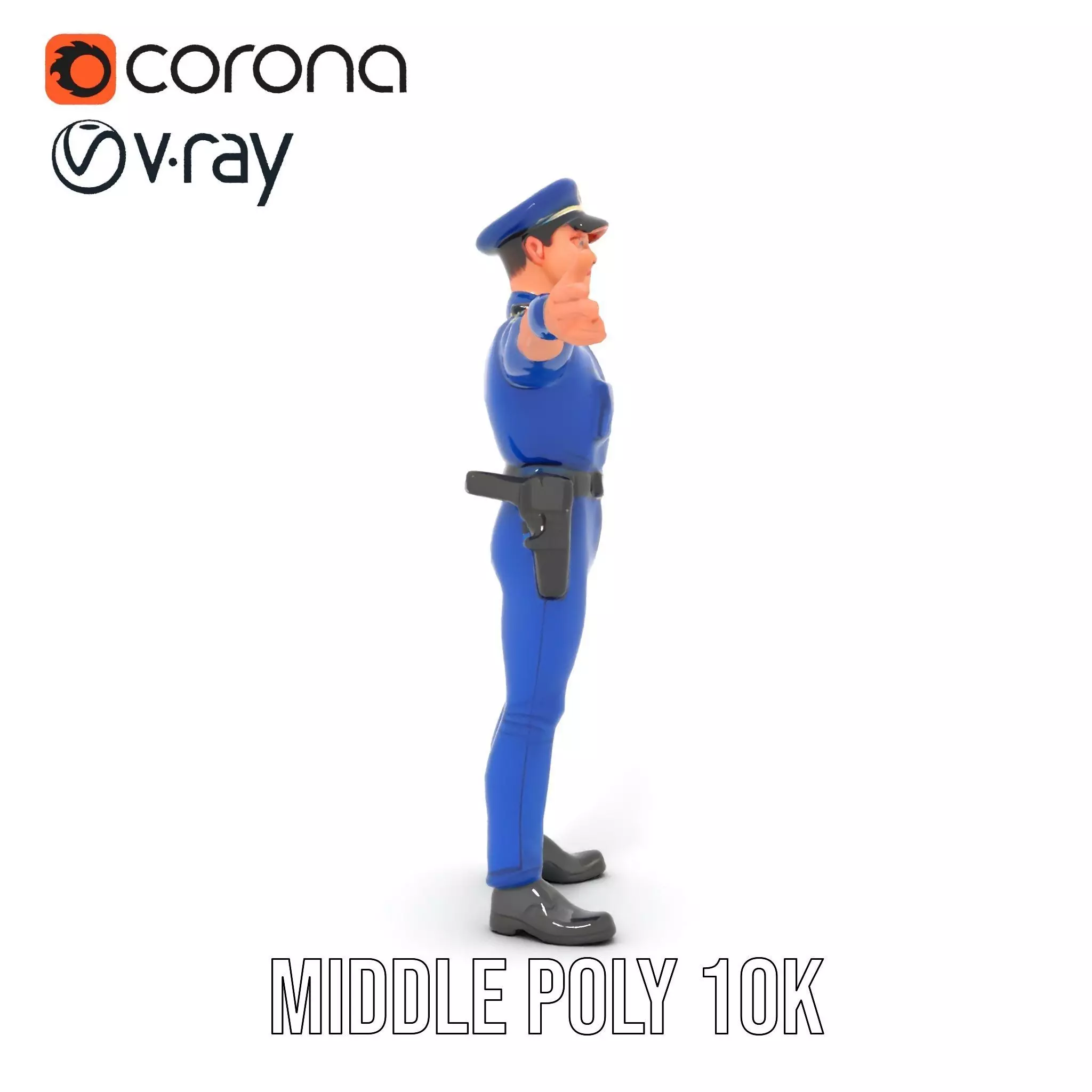 Police Officer Model Pack with Detailed Uniform Low-poly 3D model_21