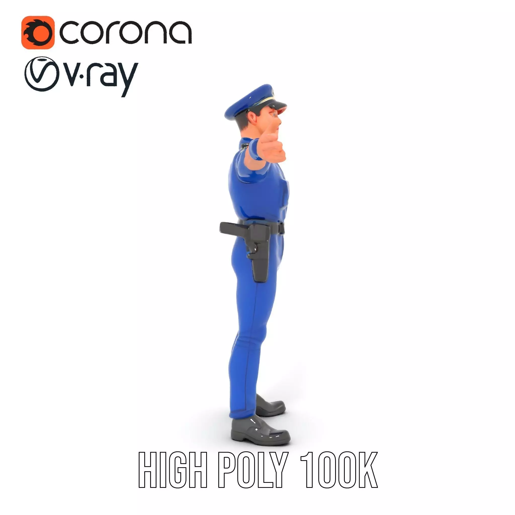 Police Officer Model Pack with Detailed Uniform Low-poly 3D model_31