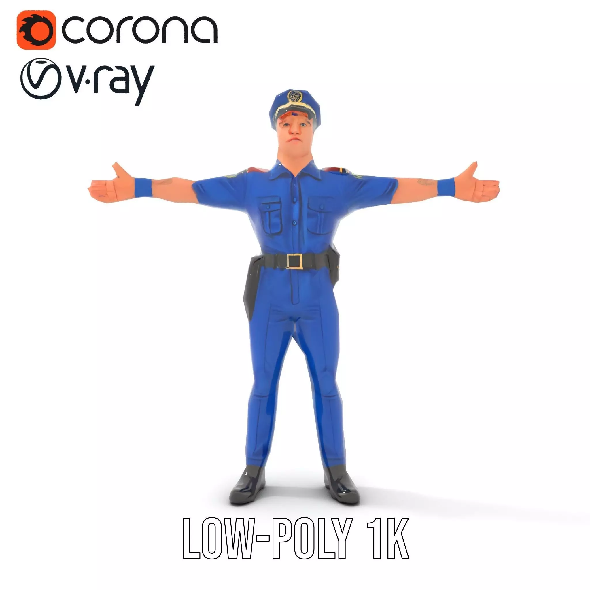 Police Officer Model Pack with Detailed Uniform Low-poly 3D model_7