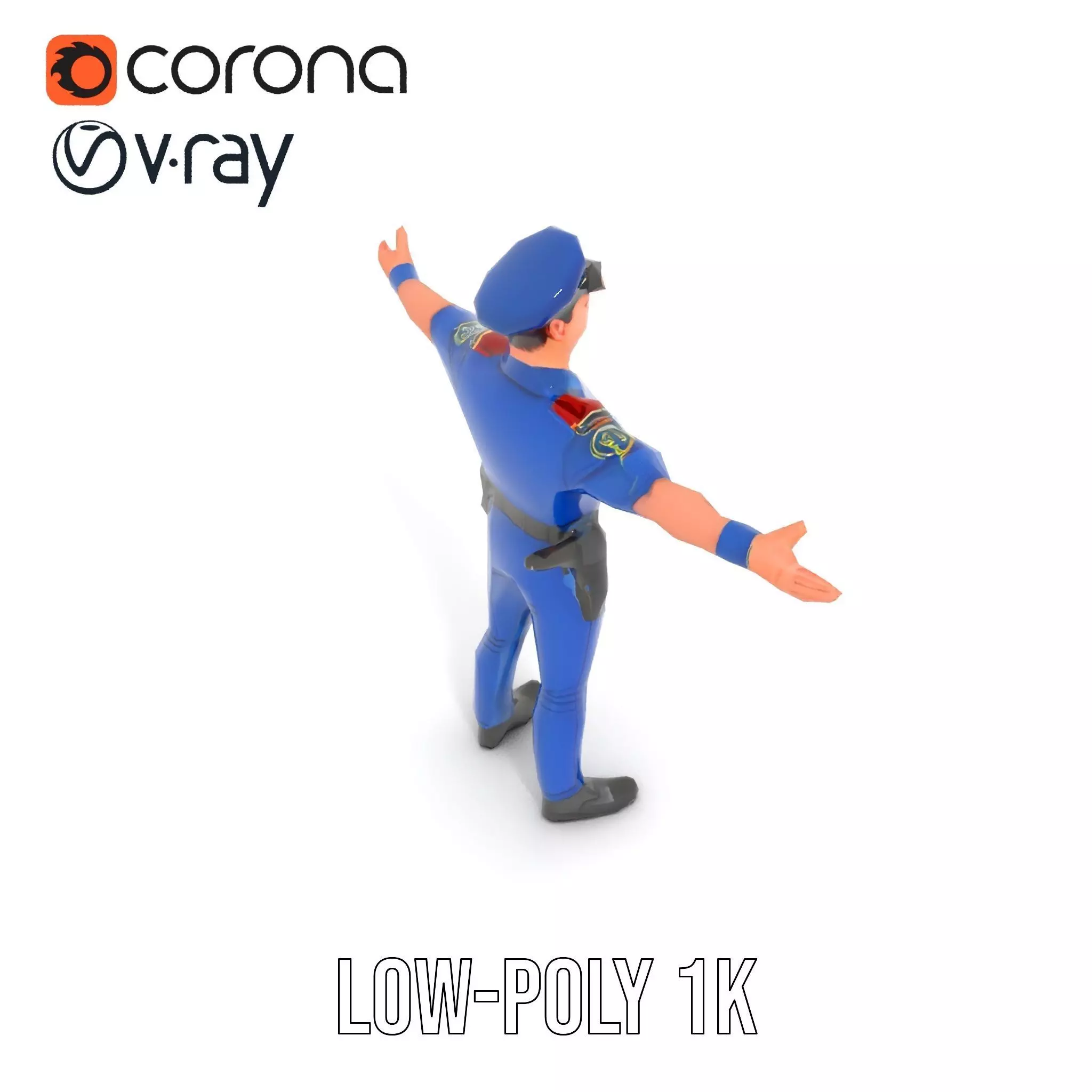 Police Officer Model Pack with Detailed Uniform Low-poly 3D model_11