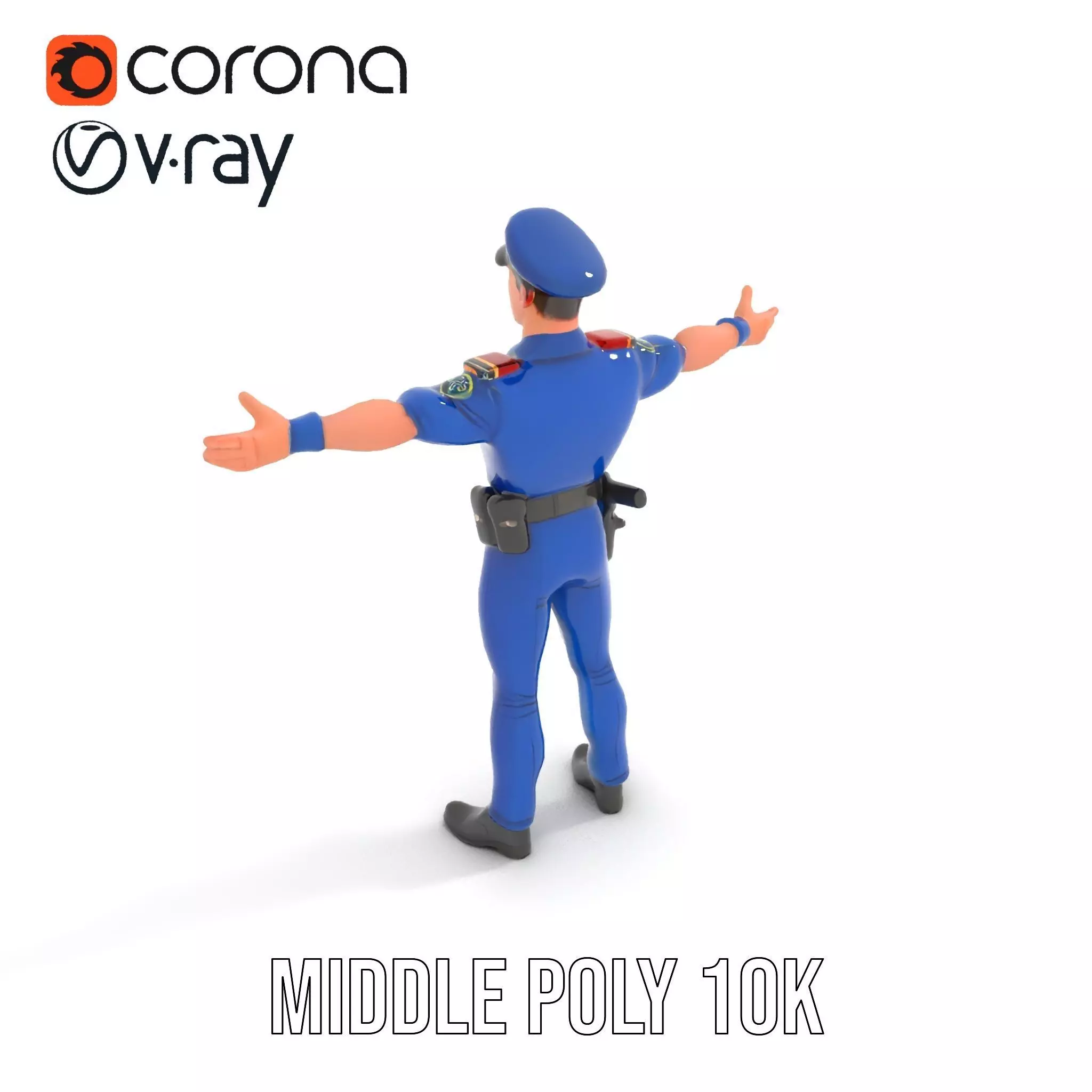 Police Officer Model Pack with Detailed Uniform Low-poly 3D model_15