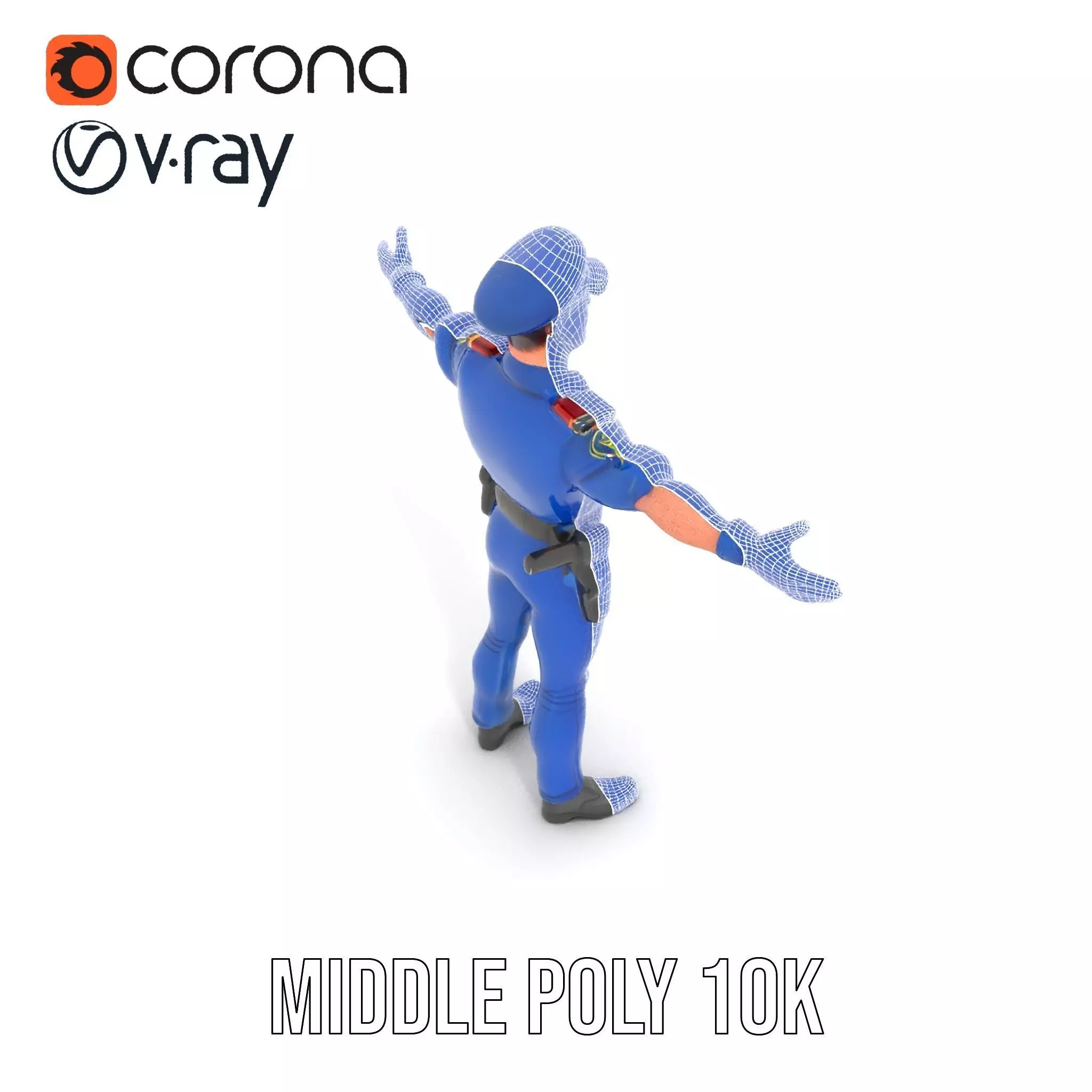 Police Officer Model Pack with Detailed Uniform Low-poly 3D model_29