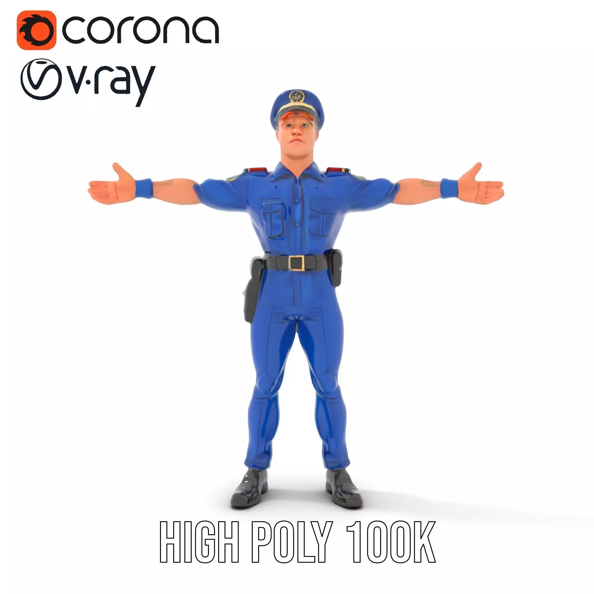 Police Officer Model Pack with Detailed Uniform Low-poly 3D model_17