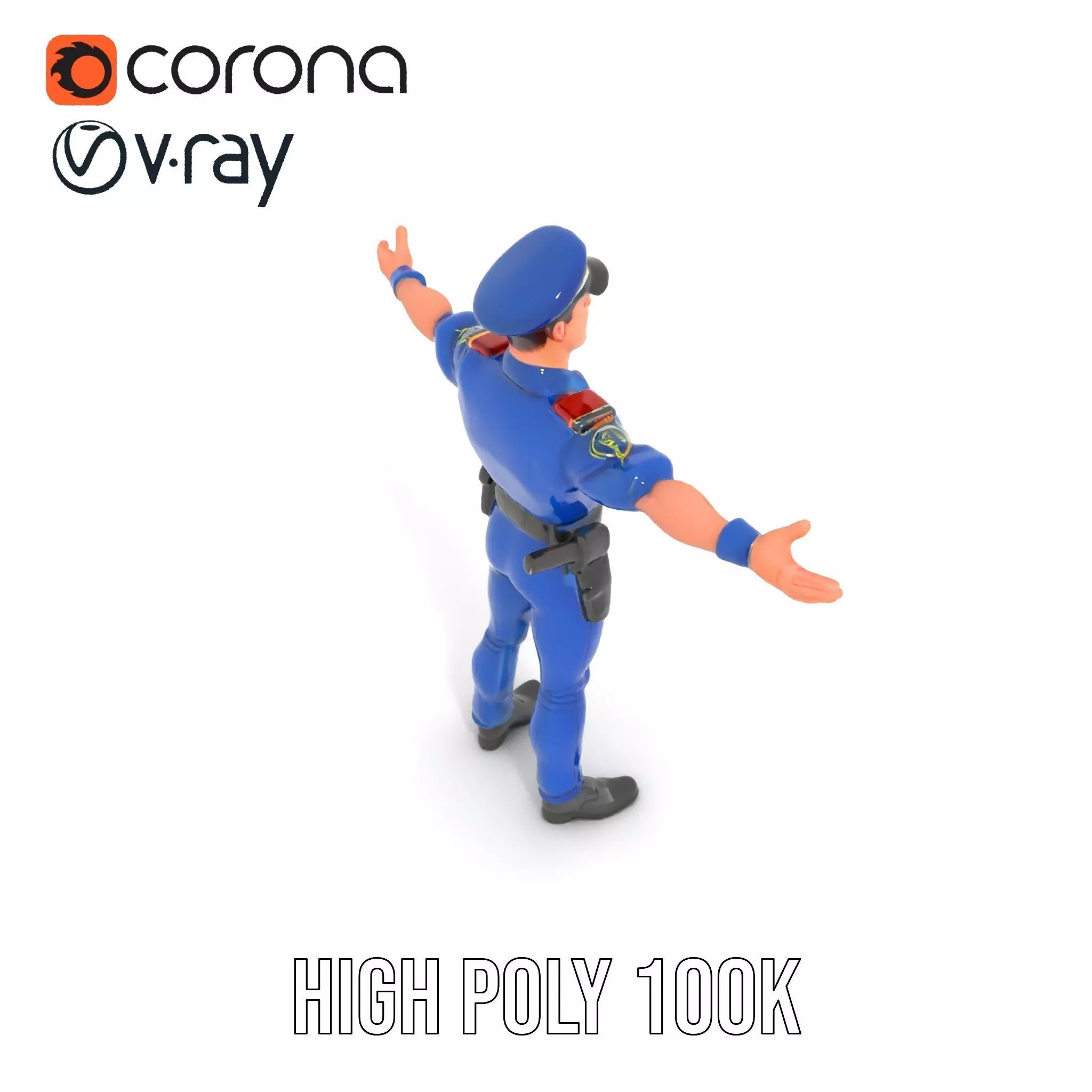 Police Officer Model Pack with Detailed Uniform Low-poly 3D model_14