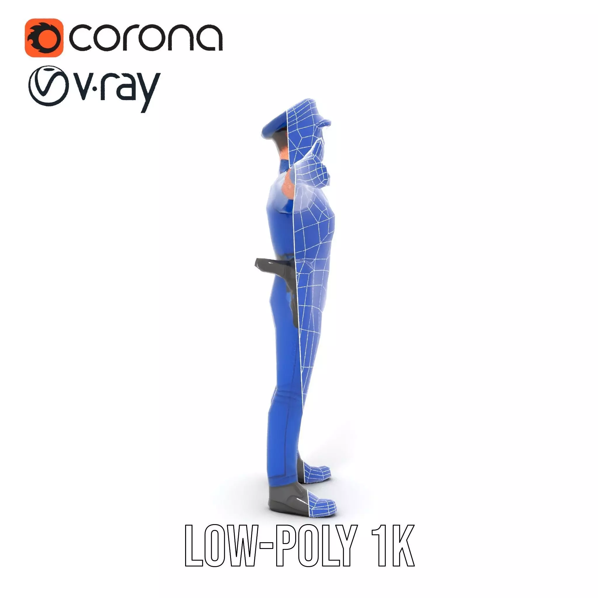 Police Officer Model Pack with Detailed Uniform Low-poly 3D model_30