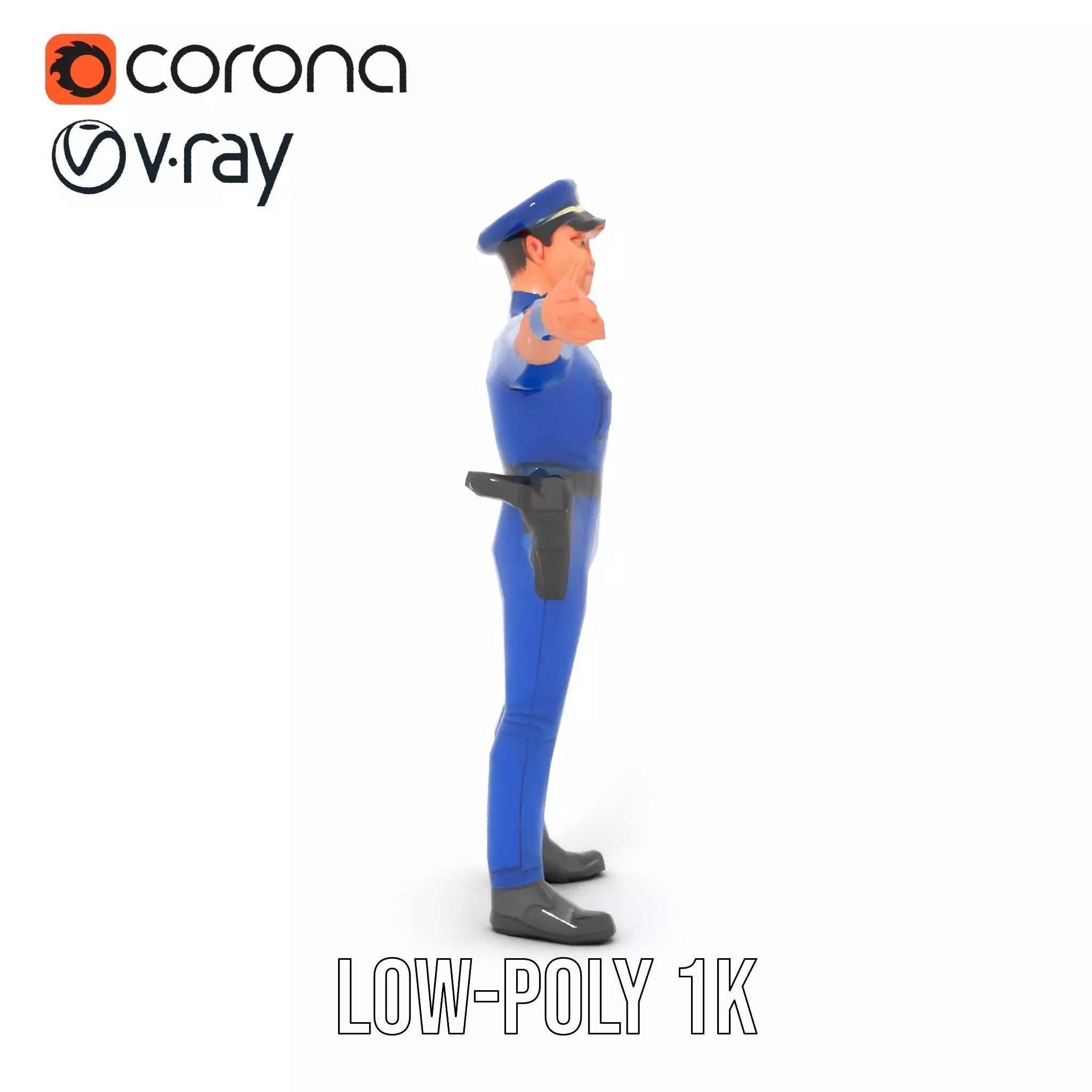 Police Officer Model Pack with Detailed Uniform Low-poly 3D model_25