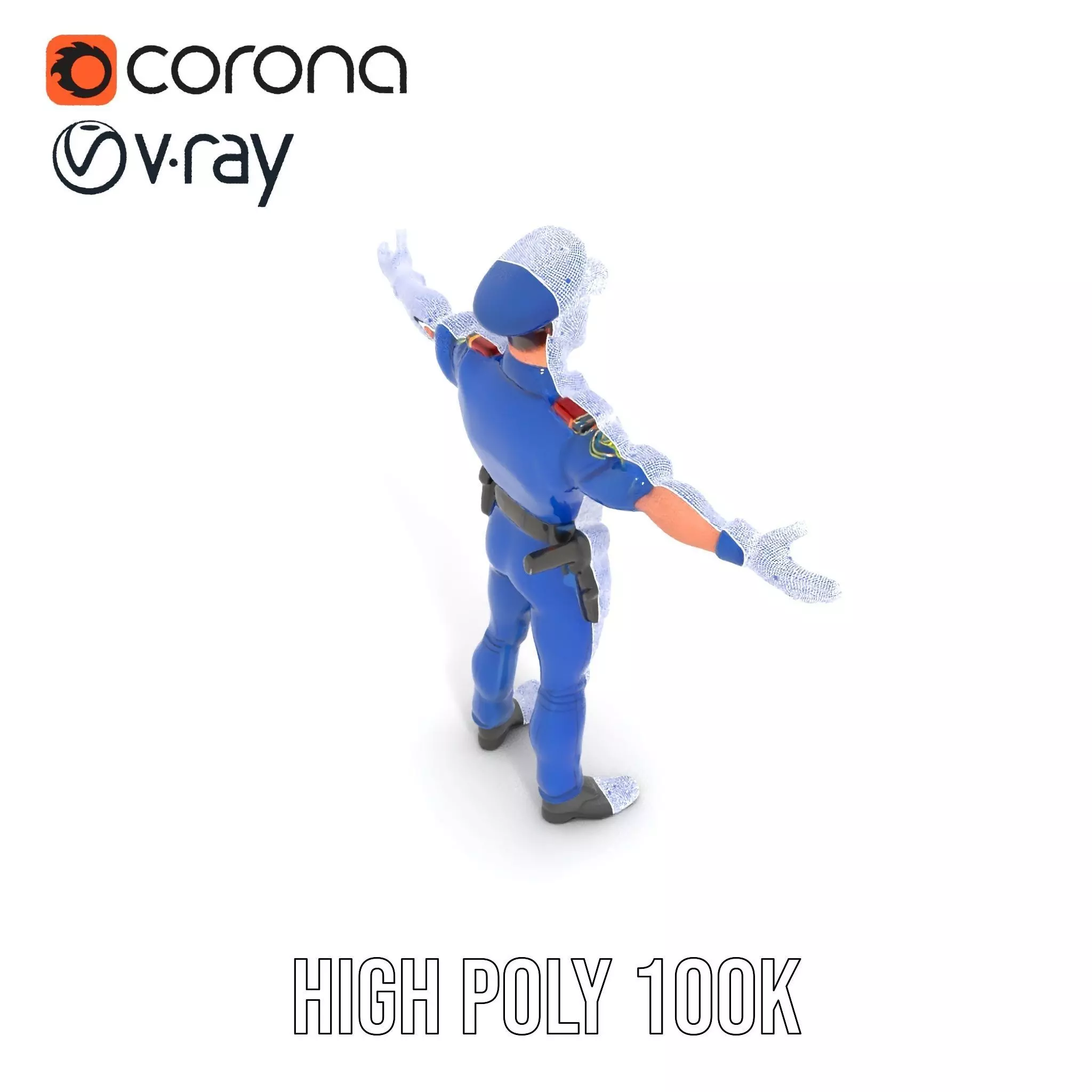 Police Officer Model Pack with Detailed Uniform Low-poly 3D model_33