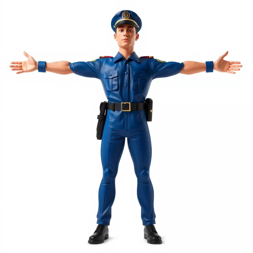 Police Officer Model Pack with Detailed Uniform Low-poly 3D model_2