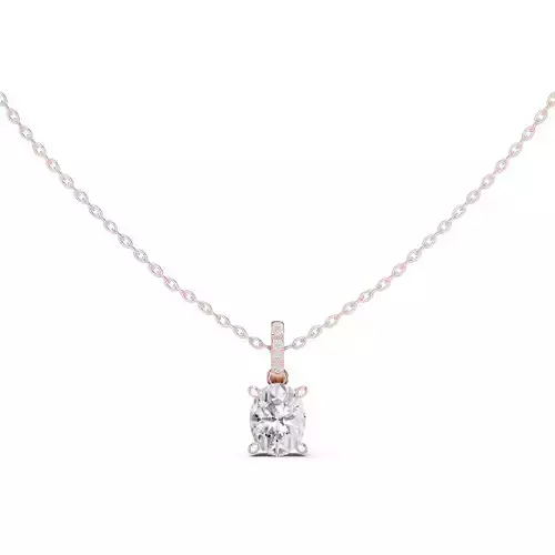 Hidden Halo Oval Diamond Pendant Woman Necklace 3dm STL Video