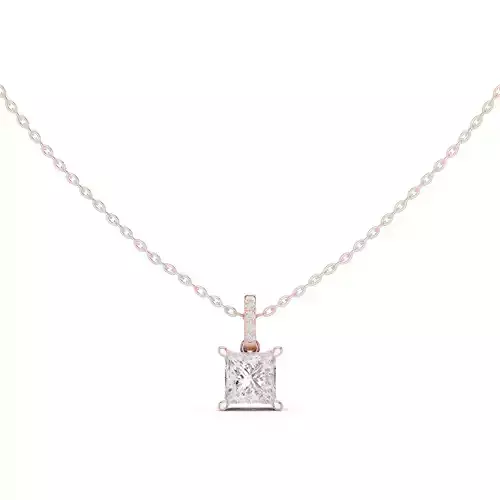 Hidden Halo Princess Diamond Pendant Necklace 3dm STL Video 3D print model