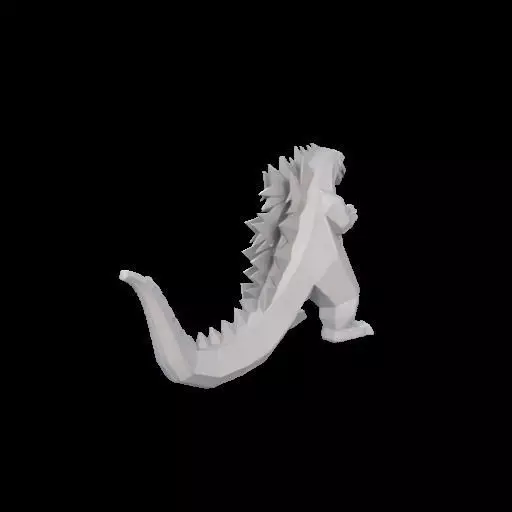 Low Poly Godzilla Sculpture 3D print model_5