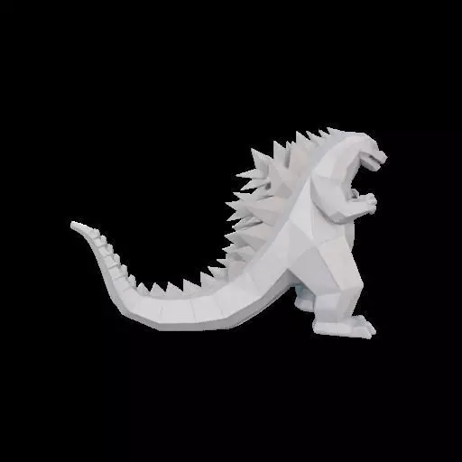 Low Poly Godzilla Sculpture 3D print model_29