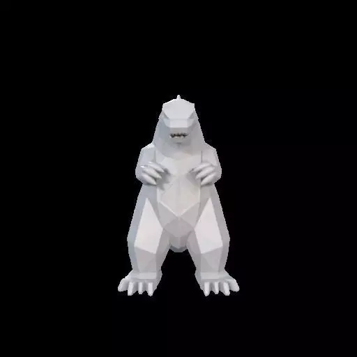 Low Poly Godzilla Sculpture 3D print model_1