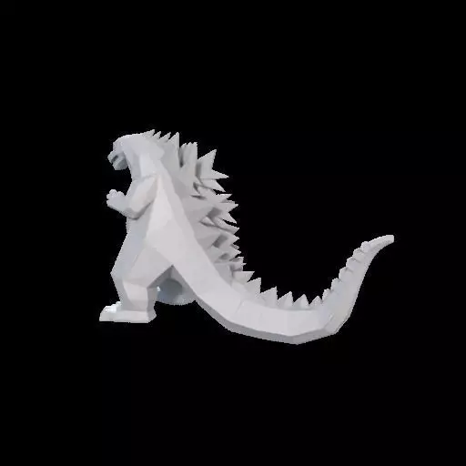 Low Poly Godzilla Sculpture 3D print model_14