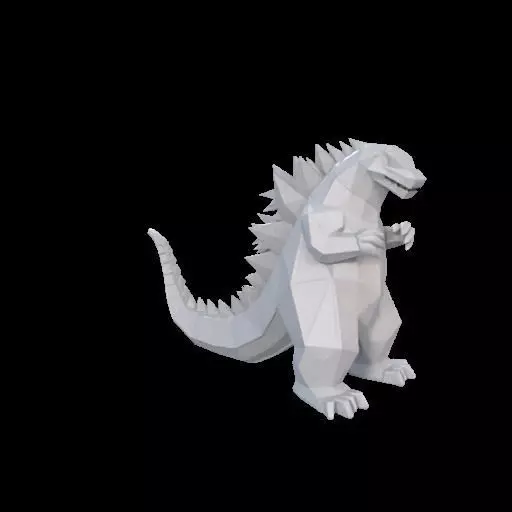Low Poly Godzilla Sculpture 3D print model_25