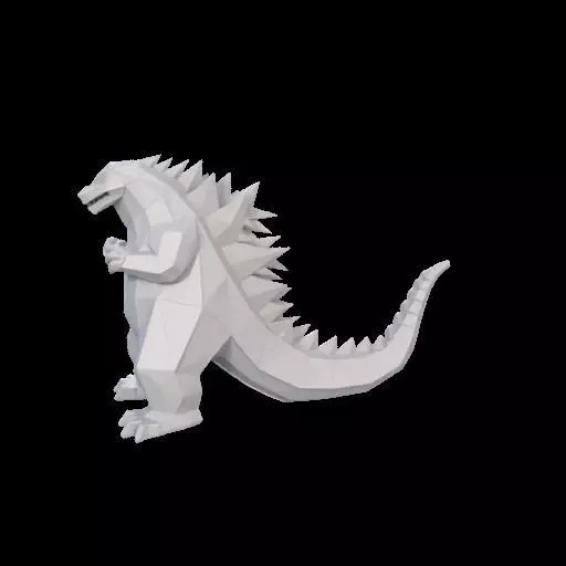 Low Poly Godzilla Sculpture 3D print model_18