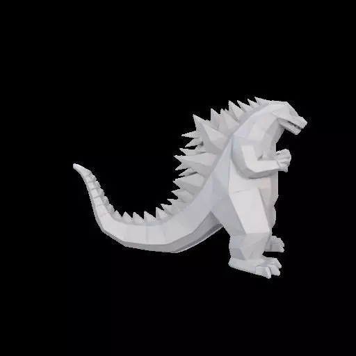 Low Poly Godzilla Sculpture 3D print model_27