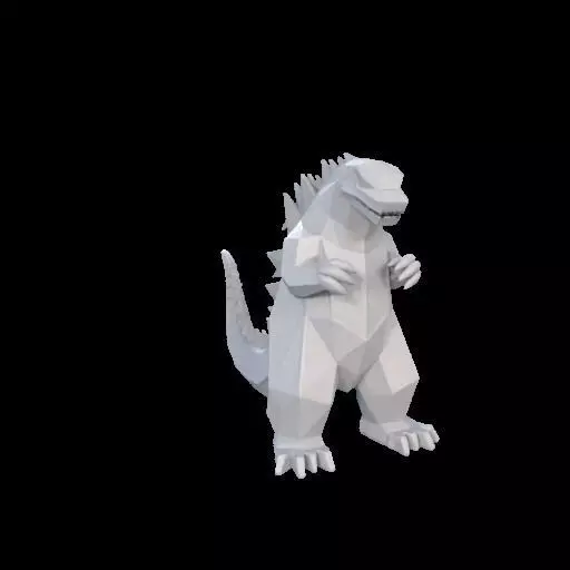 Low Poly Godzilla Sculpture 3D print model_13