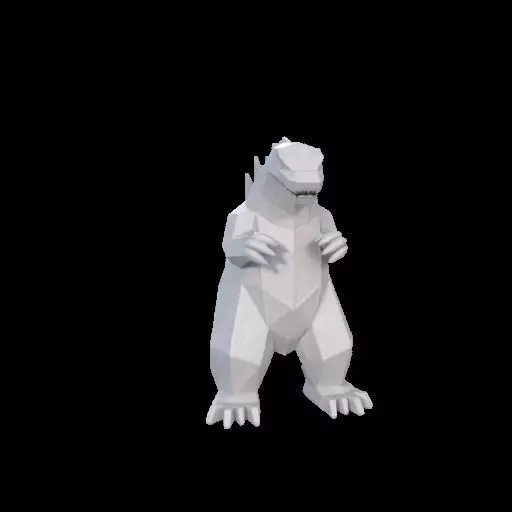 Low Poly Godzilla Sculpture 3D print model_2