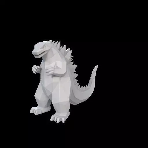 Low Poly Godzilla Sculpture 3D print model_21