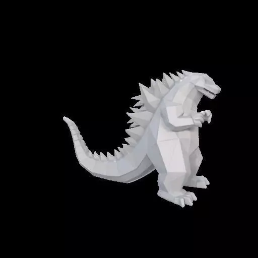 Low Poly Godzilla Sculpture 3D print model_26