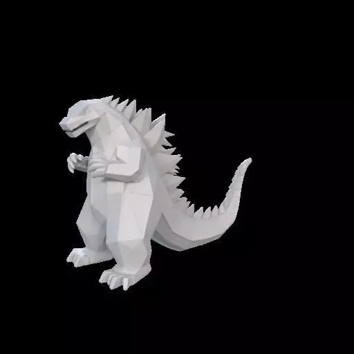 Low Poly Godzilla Sculpture 3D print model_20