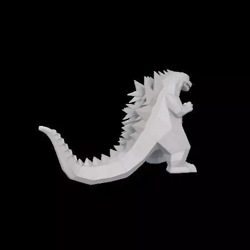 Low Poly Godzilla Sculpture 3D print model_3