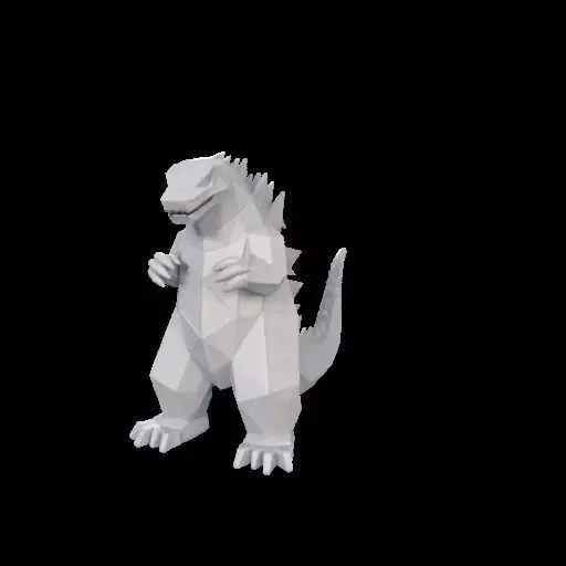 Low Poly Godzilla Sculpture 3D print model_22