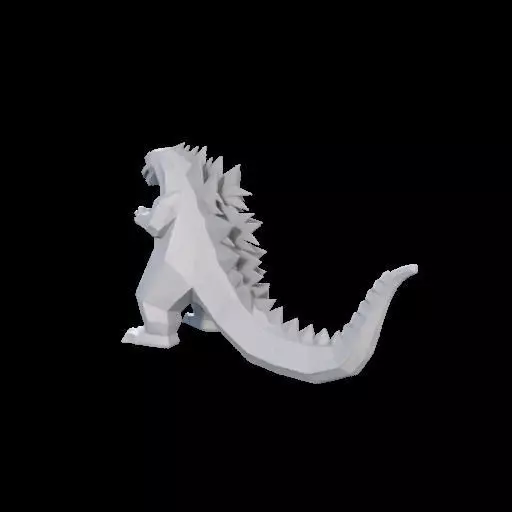 Low Poly Godzilla Sculpture 3D print model_12