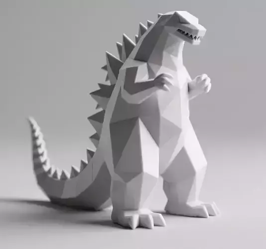 Low Poly Godzilla Sculpture 3D print model