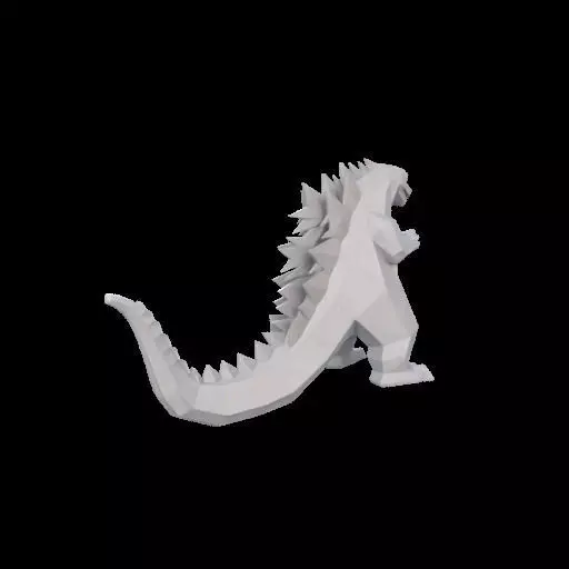 Low Poly Godzilla Sculpture 3D print model_4