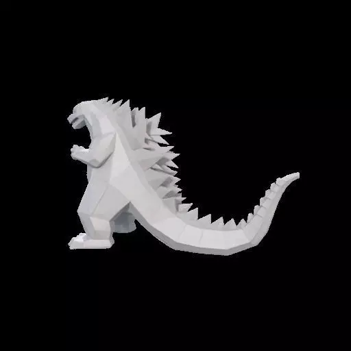 Low Poly Godzilla Sculpture 3D print model_15