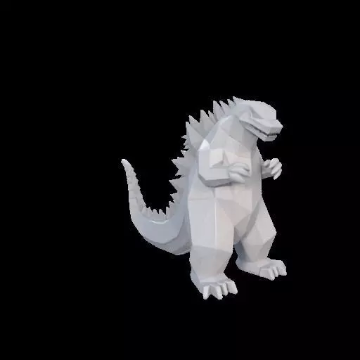 Low Poly Godzilla Sculpture 3D print model_24