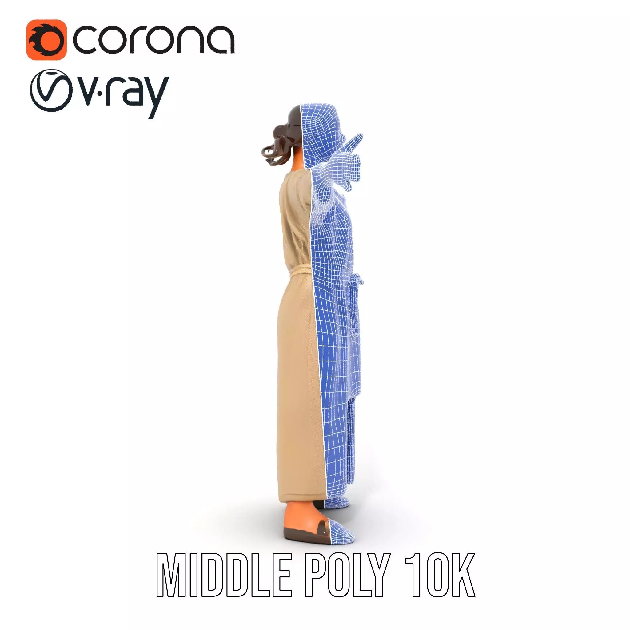 Casual Woman Long Dress Model Pack Low-poly 3D model_29